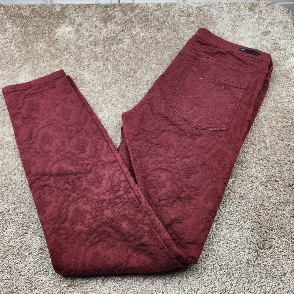 Pilcro and the Letterpress Serif Burgundy Floral Jacquard Skinny Pants 31 Tall